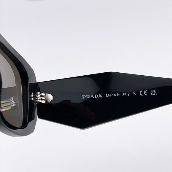 Prada PR17WS 1AB2B0 Sunglasses Black Gray Mirrored Silver Square Unisex - Picture 6 of 9